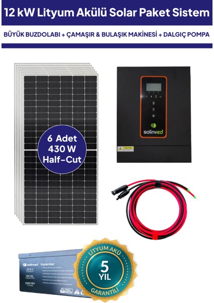 12 Kw Lityum Akülü Solar Güneş Enerjisi Sistemi