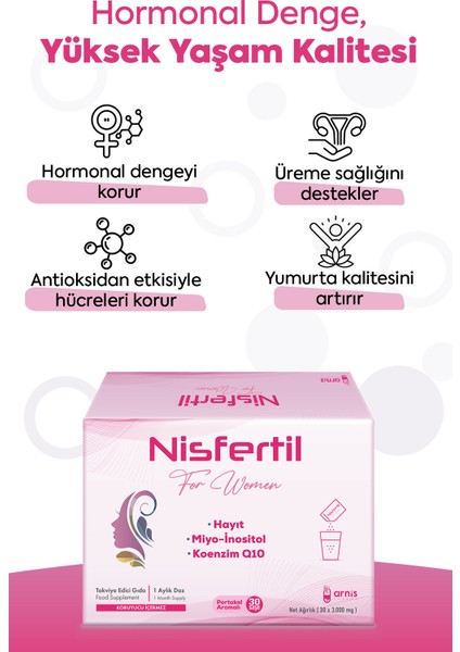 Nisfertil Hayıt Tohumu, Miyo Inositol ve Koenzim Q10 İçeren Takviye Edici Gıda 30 Saşe fırsatları