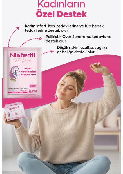 Nisfertil Hayıt Tohumu, Miyo Inositol ve Koenzim Q10 İçeren Takviye Edici Gıda 30 Saşe indirimleri