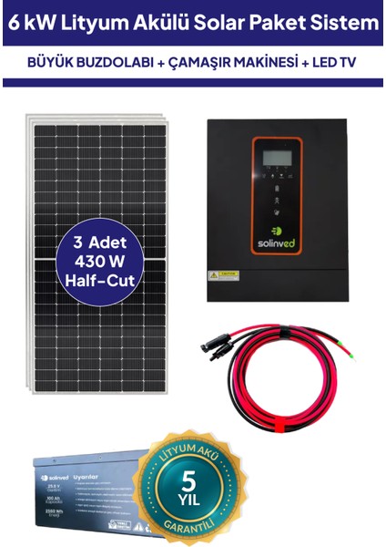 6 Kw Lityum Akülü Solar Güneş Enerjisi Sistemi