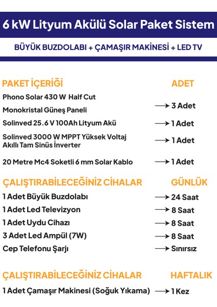 6 Kw Lityum Akülü Solar Güneş Enerjisi Sistemi fiyatları