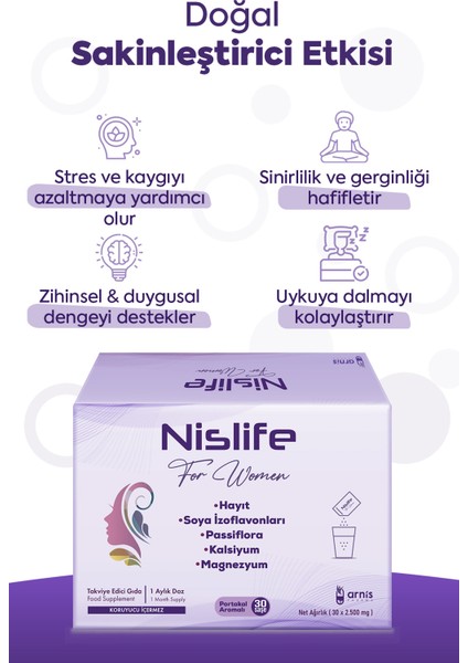 Nislife Hayıt Tohumu, Soya Izoflavonları ve Passiflora İçeren Takviye Edici Gıda 30 Saşe fiyatları