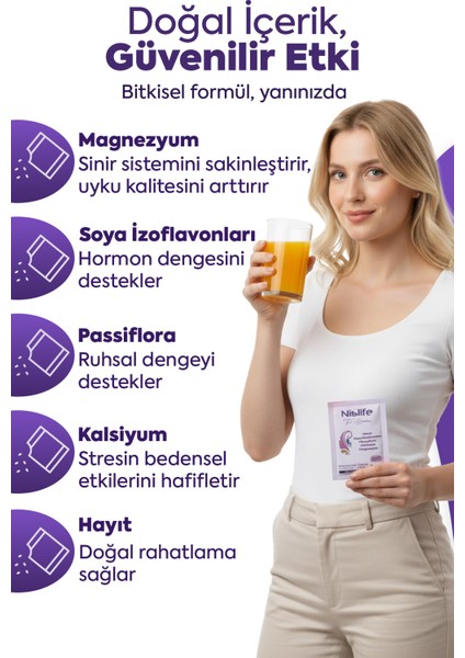 Nislife Hayıt Tohumu, Soya Izoflavonları ve Passiflora İçeren Takviye Edici Gıda 30 Saşe fırsatları