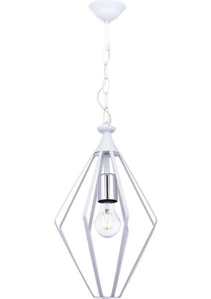 Füze Tekli Sarkıt Avize – Beyaz, Gümüş Detaylı, Modern ve Dekoratif Metal Tasarım | E27 Duy fiyatları