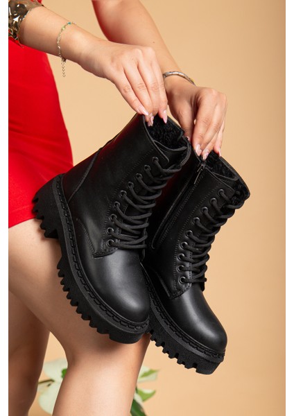 Kadın Siyah Içi Kürklü Su Geçirmez Dikişli Hafif Kaymaz Taban Garantili Kışlık Günlük Bot modelleri