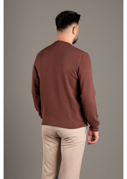 Erkek Kahve Basic O Yaka Triko modelleri