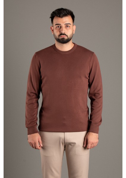 Erkek Kahve Basic O Yaka Triko fırsatları