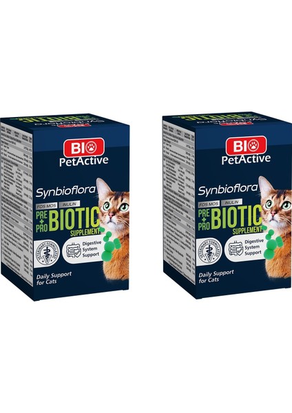 Bio Petactive Synbioflora Kediler Için Probiotic Sindirim Sistemini Destekleyen 60 Tablet 30 Gr. x 2 Adet
