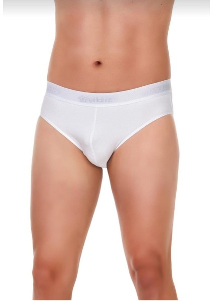 Erkek 3'lü Beyaz Modal Kemerli Slip Külot