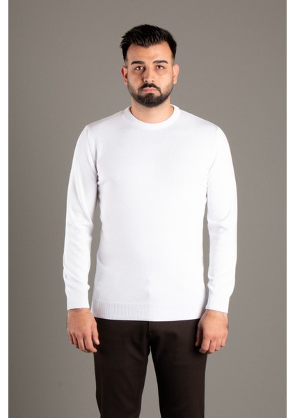 Erkek Beyaz Basic O Yaka Triko fırsatları