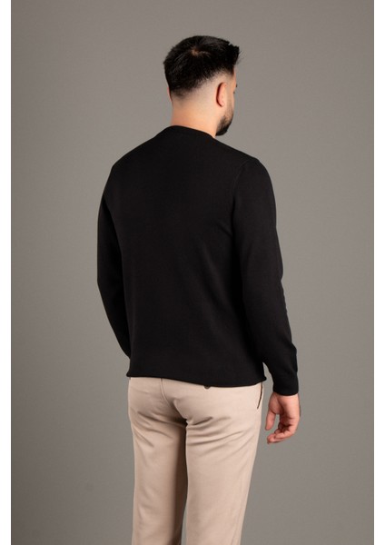 Erkek Siyah Basic O Yaka Triko modelleri