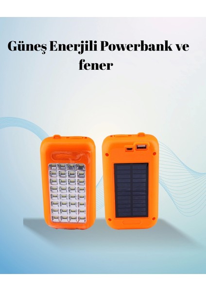 Gold Silver Güneş Enerjili Powerbank Işıldak – 10000 Mah, 32 Led, Çift Usb, Su Geçirmez