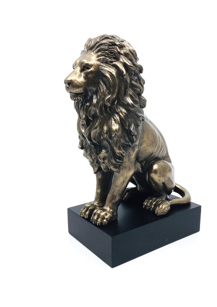 Erkek Aslan Biblosu Bronz Kaplama Kaideli Aslan Büstü | Ofis Dekoratif Obje | Masa Süsü indirimleri