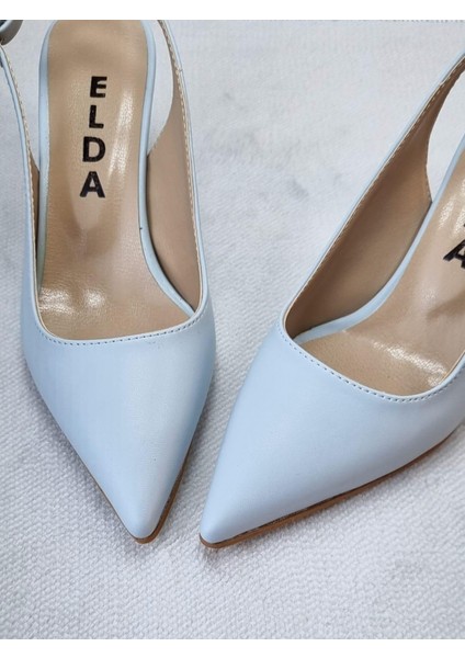 Yeni Sezon Bebe Mavisi Ince Topuklu Arkası Açık Kadın Stiletto