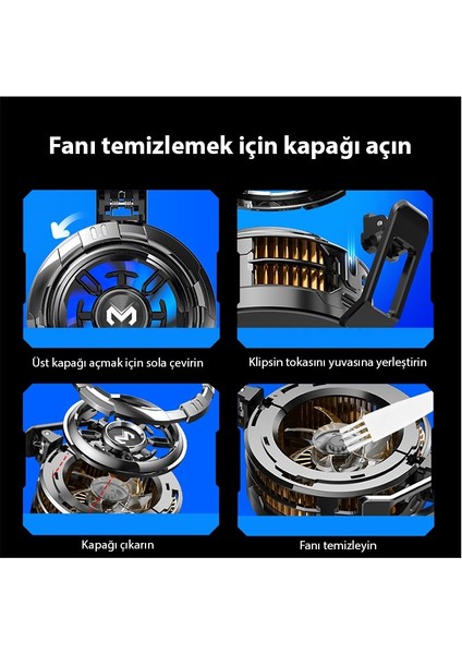 CX08 Ios Android Soğutucu 15W Manyetik + Arka Klips 2si 1 Arada Yarı Iletken Soğutma Fanı Radyatörü