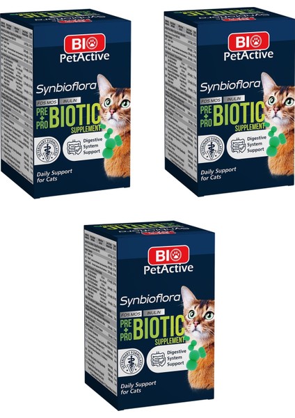 Bio Petactive Synbioflora Kediler Için Probiotic Sindirim Sistemini Destekleyen 60 Tablet 30 Gr. x 3 Adet