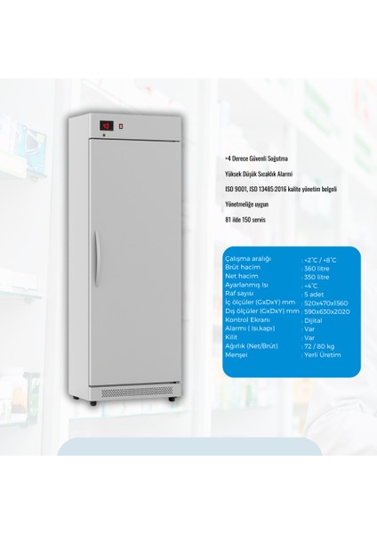 MED375B Blok Kapaklı Medikal Aşı ve Soğutucu Saklama Dolabı fiyatları