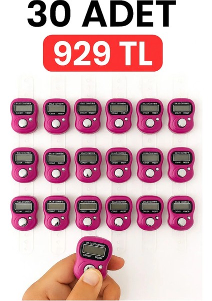 30 Adet Pembe Zikirmatik – Dijital Parmak Tipi Yüzük Tesbih, Namaz Zikir Sayacı