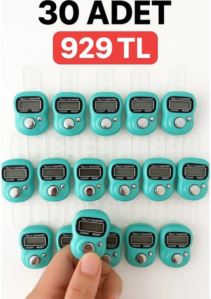 30 Adet Yeşil Zikirmatik – Dijital Parmak Tipi Yüzük Tesbih, Namaz Zikir Sayacı