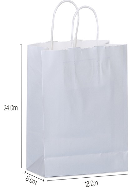 18*24*8 Gri Saplı Kağıt Çanta 24 Adet