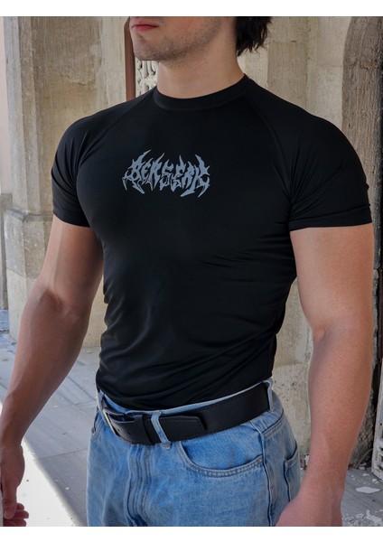 Berserk - Compression Nefes Alan Ultra Esnek Yapı Fitness T-Shirt (Siyah)