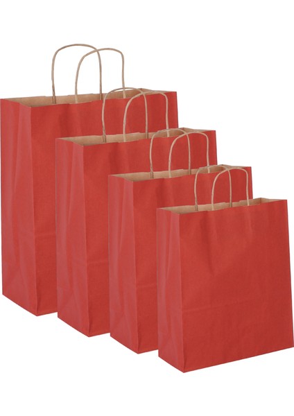 45*50*14 Kırmızı Kraft Saplı Kağıt Çanta 25 Adet fırsatları