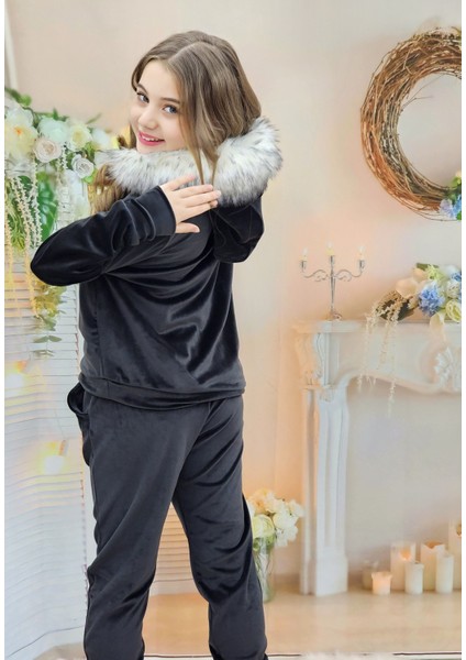 Kadife Kapşonlu Kız Eşofman Takım fiyatları