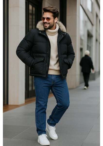 Erkek Bol Paça Basic Esnek Mavi Kot Pantolon indirimleri