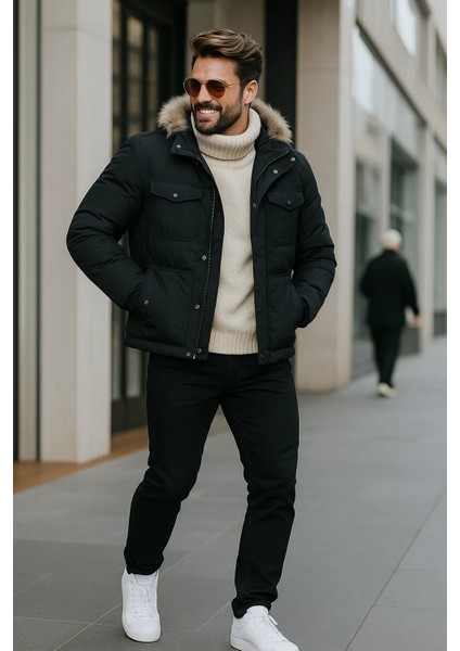 Erkek Bol Paça Basic Esnek Siyah Kot Pantolon fiyatları