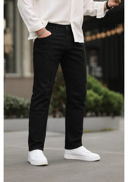 Erkek Bol Paça Basic Esnek Siyah Kot Pantolon fırsatları
