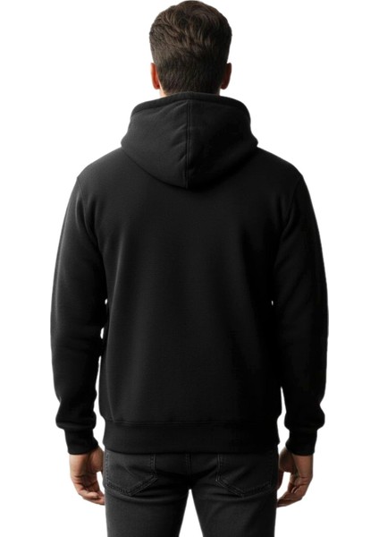 Erkek Kapüşonlu Fermuarlı Siyah Sweatshirt 3 Iplik BGL-ST04791 fırsatları