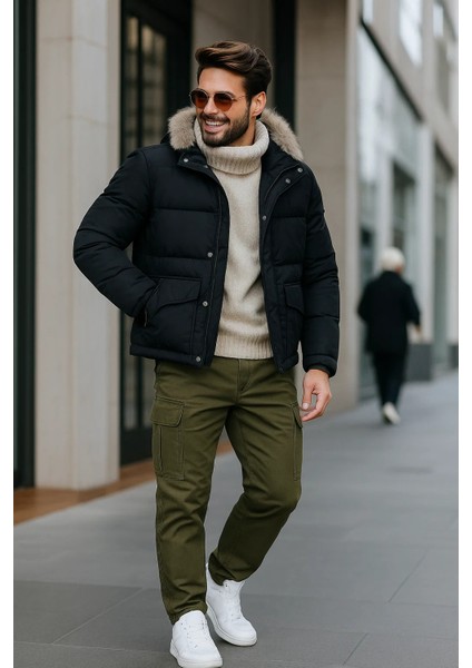 Erkek Bol Paça Kargo Cepli Haki Baggy Pantolon fiyatları