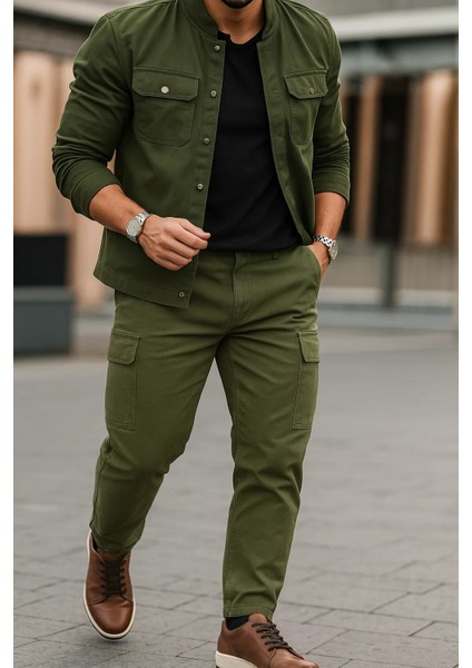 Erkek Bol Paça Kargo Cepli Haki Baggy Pantolon modelleri