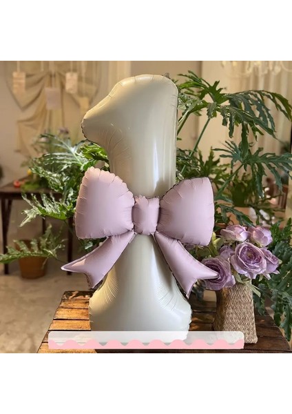 2'li Set Pembe Kurdeleli Krem Renk Rakamlı Yaş Balon Set