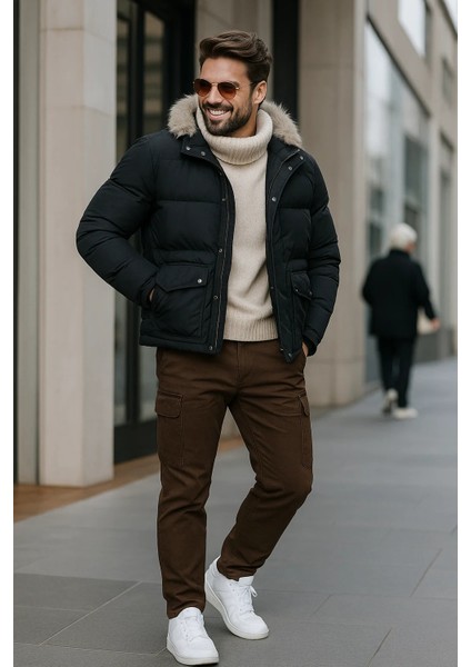 Erkek Bol Paça Kargo Cepli Kahve Baggy Pantolon fiyatları