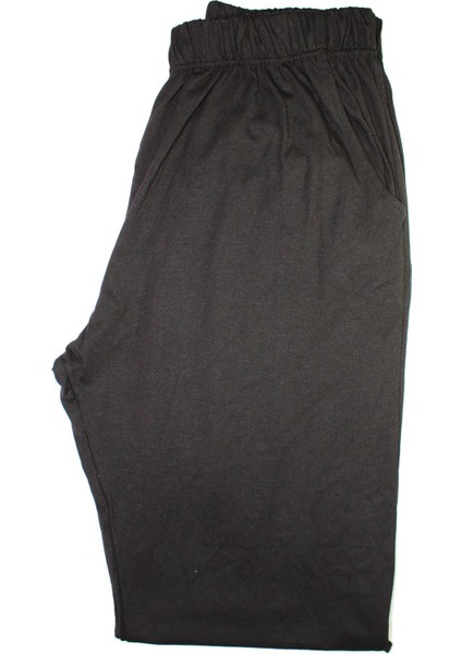 Erkek Cepli Büyük Beden Lüks Kumaş Kaliteli Uzun Siyah Pijama Altı