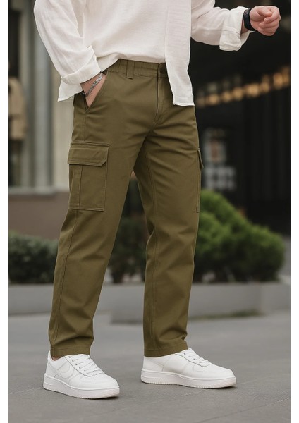 Erkek Bol Paça Kargo Cepli Haki Baggy Pantolon fırsatları