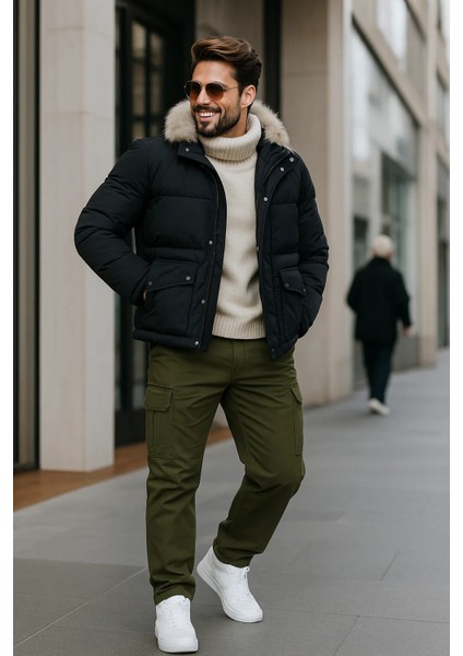 Erkek Bol Paça Kargo Cepli Haki Baggy Pantolon indirimleri