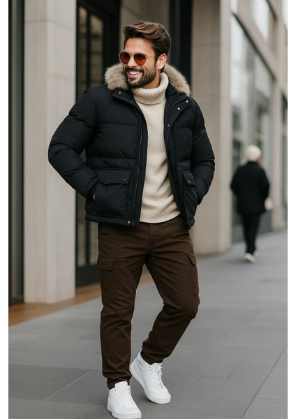 Erkek Bol Paça Kargo Cepli Kahve Baggy Pantolon indirimleri