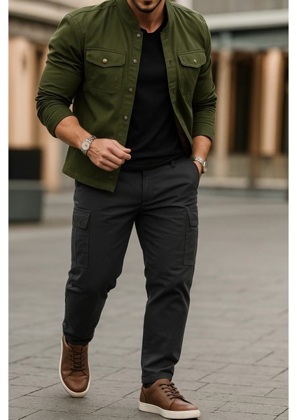Erkek Bol Paça Kargo Cepli Füme Baggy Pantolon indirimleri