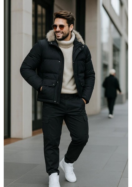 Erkek Bol Paça Kargo Cepli Füme Baggy Pantolon