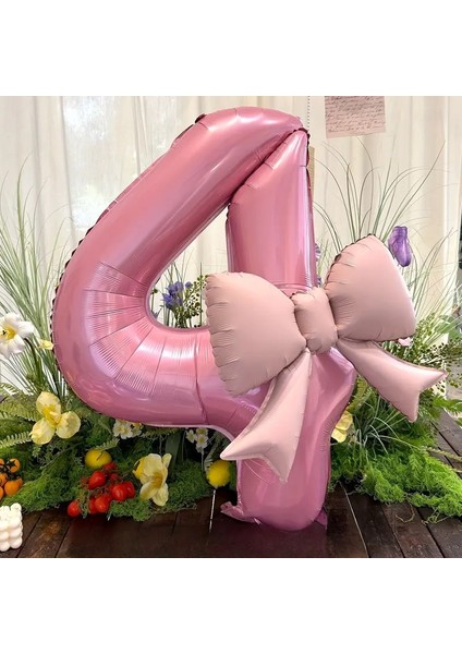 2 Li Büyük Pembe Rakam Kurdale Balonlu Yaş Balon Set