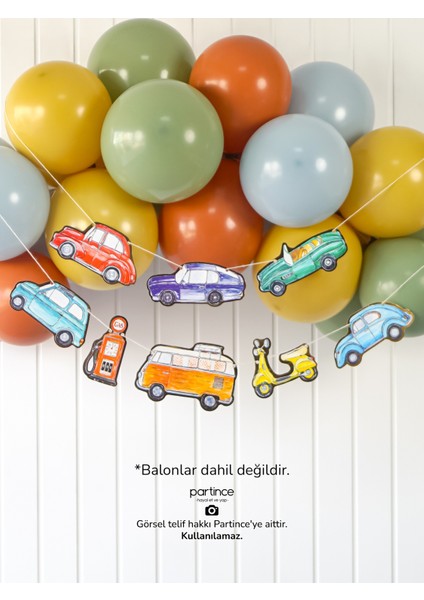 3 Parça Klasik Arabalar Tema Pasta Süsü Cake Topper Banner ve 6 Adet Metalik Gold Mum Doğum Günü Süsleme Parti Seti fırsatları