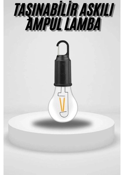Taşınabilir Askılı Ampul Kamp Lambası Askılı Type-C Şarjlı Bahçe Lambası