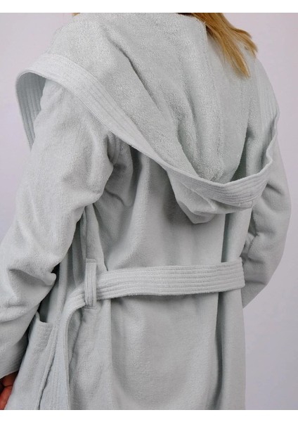 Kapşonlu Bukle Bornoz - Gri modelleri