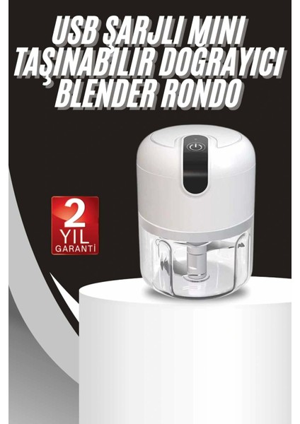 Mini Doğrayıcı Rondo Taşınabilir Mini El Blender Paslanmaz Çelik