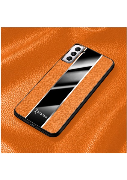 Samsung Galaxy S21 Fe 5g Uyumlu Kılıf Premium Deri Kılıf Turuncu
