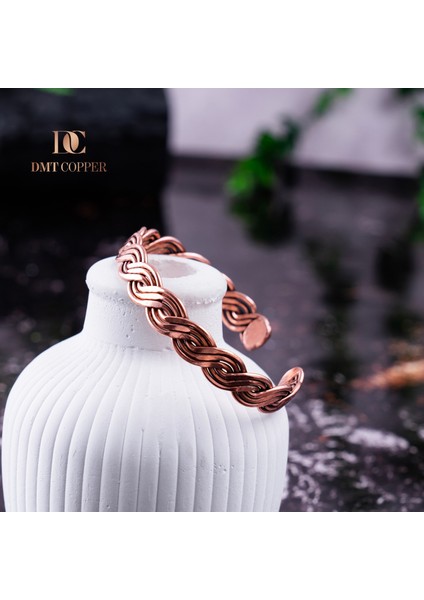 Dmt Copper Home El Yapımı Şık Tasarım Kalın Dövülmüş Saf Bakır Bilezik Bakır Takı Romatizma Bilekliği Işıklı Kutulu
