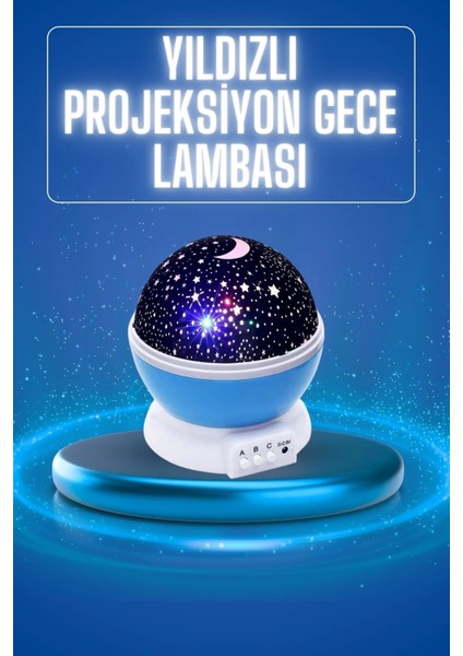 Yıldızlı Gece Lambası Mor Projeksiyon Görünümlü Masa Lambası Renk Değiştirebilen