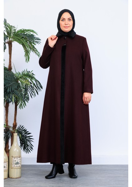 Kışlık Kaşe Kadın Pardesü Büyük Beden Anne Düğmeli 58019